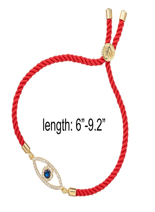 kelistom Evil Eye Bracelet for Women Men Handmade Red Black String Woven Adjustable Rope Zircon Inlay Evil Eye Tibetan Bracelets for Women Men - Image 2